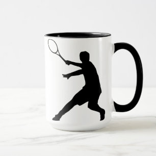 Tennis mok met silhouet van een speler