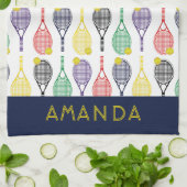 Tennis Multi-Colored Persoonlijke Naam of Monogram Theedoek (Gevouwen)