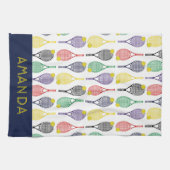 Tennis Multi-Colored Persoonlijke Naam of Monogram Theedoek (Horizontaal)