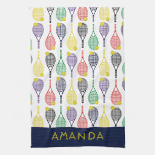 Tennis Multi-Colored Persoonlijke Naam of Monogram Theedoek