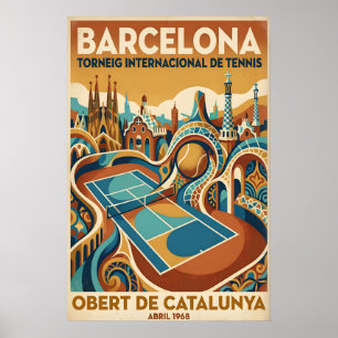 Tennis Muur Kunstprint Vintage Barcelona Court Poster