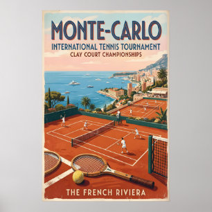 Tennis Muurkunst Monte Carlo Gravelbaan - Vintage Poster
