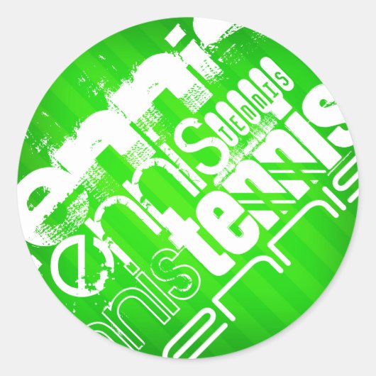Tennis; Neon Green Stripes. Ronde Sticker (Voorkant)