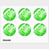 Tennis; Neon Green Stripes. Ronde Sticker (Vel)
