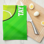 Tennis; Neon Green Stripes Theedoek (Quarter Fold)