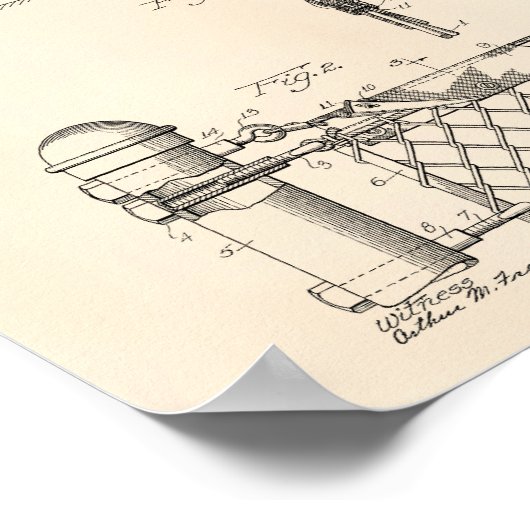 Tennis Net 1934 Patent Art Old Peper Poster (Hoek)