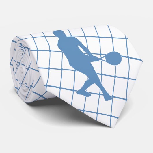 Tennis of Racquetball Player op Blue Check Necktie Stropdas (Opgerold)