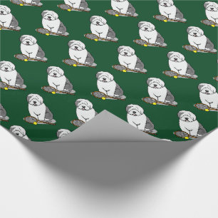 Tennis Old English Sheepdog (Grey 1) Dog Cute) Cadeaupapier