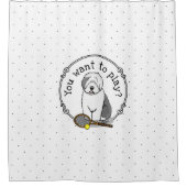 Tennis Old English Sheepdog (Grey 1) Dog Cute) Douchegordijn (Voorkant)