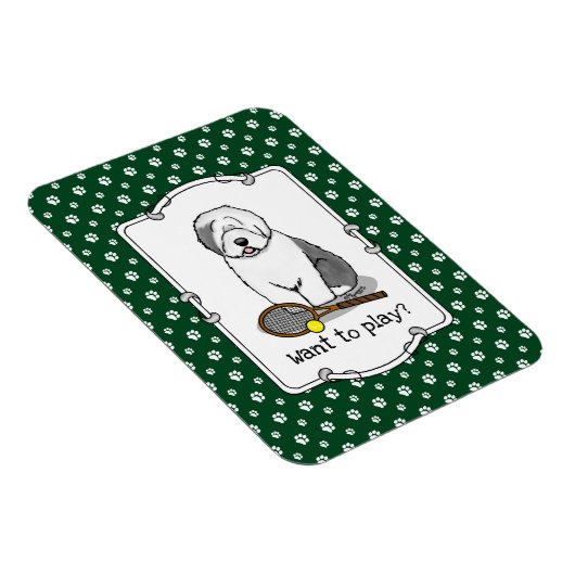 Tennis Old English Sheepdog (Grey 1) Dog Cute) Magneet (Rechterzijde)