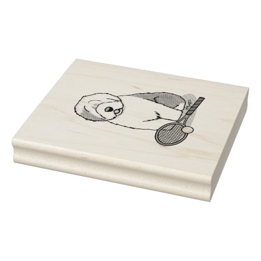 Tennis Old English Sheepdog (Grey 1) Dog Cute) Rubberstempel (Stempel)