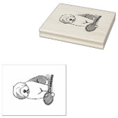 Tennis Old English Sheepdog (Grey 1) Dog Cute) Rubberstempel (Gestempeld)