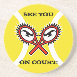 Tennis-Onderzetters met grappige slogan gezegde sm Zandsteen Onderzetter