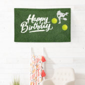 Tennis op groen gras Happy Birthday Banner (Insitu)