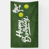 Tennis op groen gras Happy Birthday Banner (Verticaal)