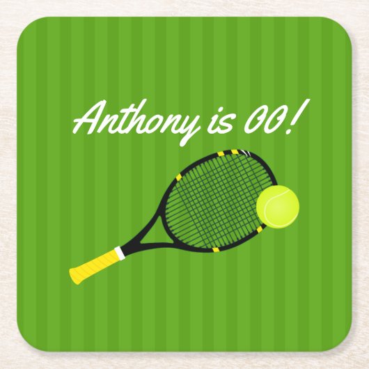 Tennis op maat van de Birthday Party Kartonnen Onderzetters (Voorkant)