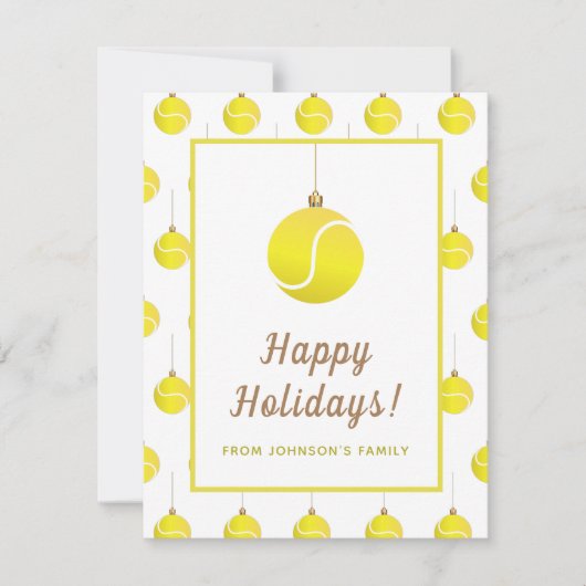 Tennis Ornament Kerstmis Theme Holiday Greetings Feestdagenkaart (Voorkant)