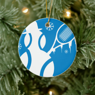 Tennis Ornament-kerstsneeuwman Keramisch Ornament
