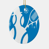 Tennis Ornament-kerstsneeuwman Keramisch Ornament (Rechts)