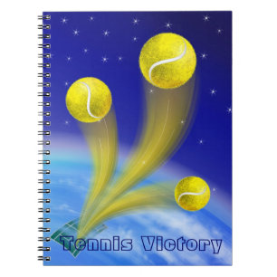 Tennis overwinning, gepersonaliseerd notitieboek
