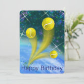 Tennis Overwinning Verjaardagsfeest Kaart (Staand voorkant)