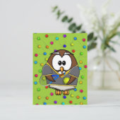 tennis-owl boy briefkaart (Staand voorkant)