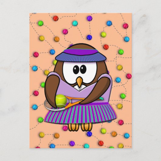 tennis-owl girl briefkaart (Voorkant)