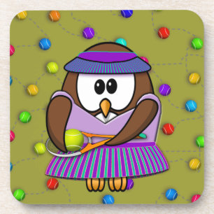 tennis owl - girl drankjes onderzetter