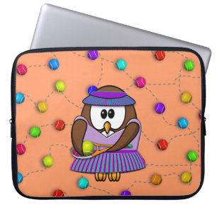 tennis owl - girl laptop sleeve