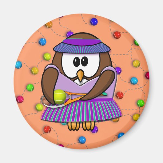 tennis owl - girl magneet (Voorkant)