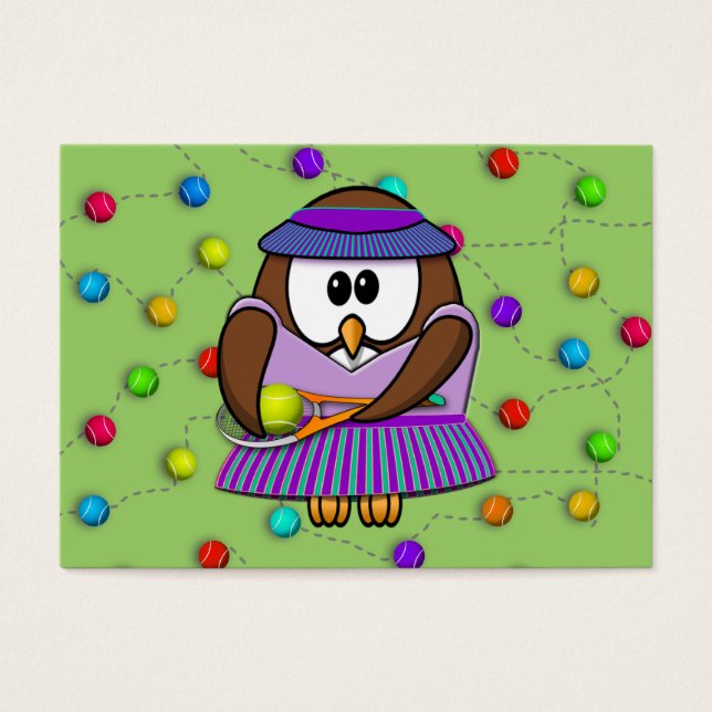 tennis owl - girl visitekaartje (Voorkant)