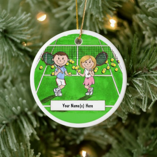 Tennis Paar Keramisch Ornament (Boom)