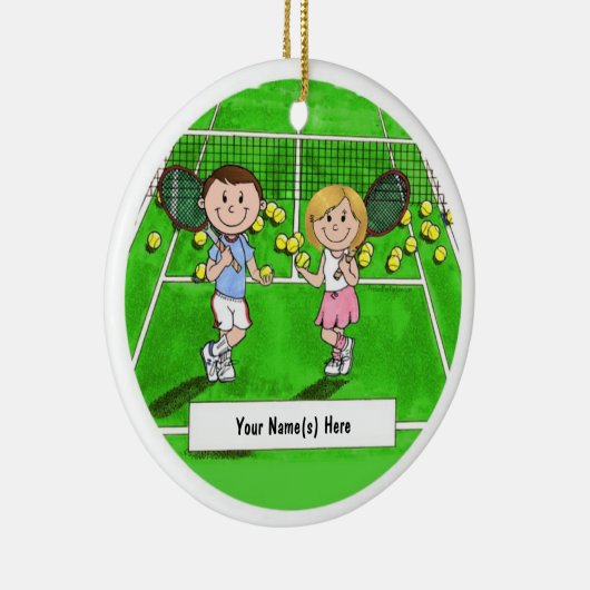 Tennis Paar Keramisch Ornament (Rechts)