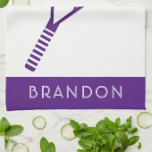 Tennis Paarse Persoonlijke Naam of Monogram Theedoek (Gevouwen)