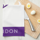 Tennis Paarse Persoonlijke Naam of Monogram Theedoek (Quarter Fold)