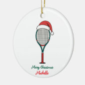 Tennis Paddle with Santa Hat Custom Christmas      Keramisch Ornament (Links)