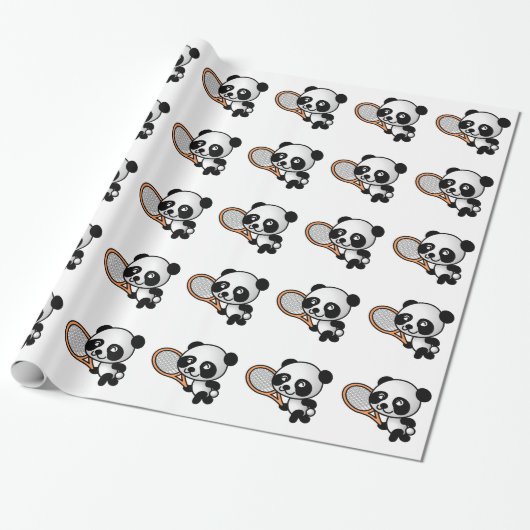 Tennis Panda Cadeaupapier (Uitgerold)