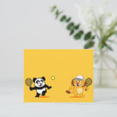Tennis Panda en Lion Briefkaart (Staand voorkant)
