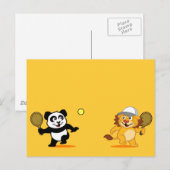 Tennis Panda en Lion Briefkaart (Voorkant / Achterkant)