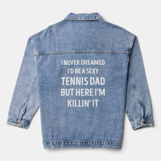 Tennis papa Grappige papa Joke Denim Jacket (Achterkant)