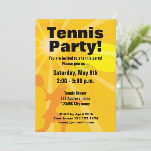 Tennis partijuitnodiging sjabloon kaart (Staand voorkant)