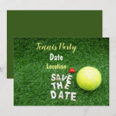 Tennis Party bewaart de datum met tennisbal Kaart (Voorkant / Achterkant)