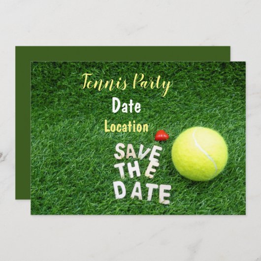 Tennis Party bewaart de datum met tennisbal Kaart (Voorkant / Achterkant)