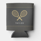 Tennis Party Chique Goud en Grijs Custom Blikjeskoeler (Voorkant)