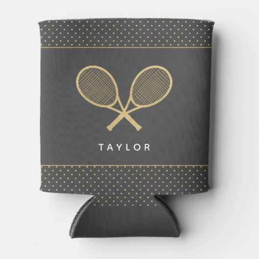 Tennis Party Chique Goud en Grijs Custom Blikjeskoeler (Voorkant)