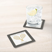 Tennis Party Chique Goud en Grijs Custom Kartonnen Onderzetters (Insitu)