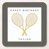 Tennis Party Chique Goud en Grijs Custom Kartonnen Onderzetters (Voorkant)