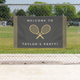 Tennis Party Chique Goud en Grijs Custom Spandoek