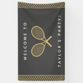 Tennis Party Chique Goud en Grijs Custom Spandoek (Verticaal)