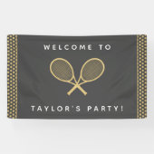 Tennis Party Chique Goud en Grijs Custom Spandoek (Horizontaal)